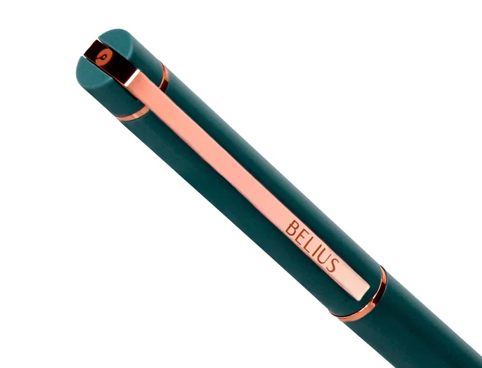 Belius Bolígrafo Rose Aluminio Verde Oliva/Oro Rosa Tinta Azul Caja de Diseño Punta 1 mm
