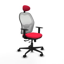 PIQUERAS Y CRESPO Silla de oficina Jorquera Rojo/Blanco con mecanismo Sincro/Traslack