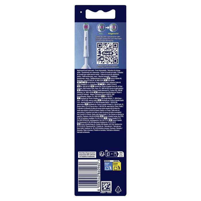 Oral-B Cabezales de Repuesto Pro 3D White, 4 Unidades, Blanco