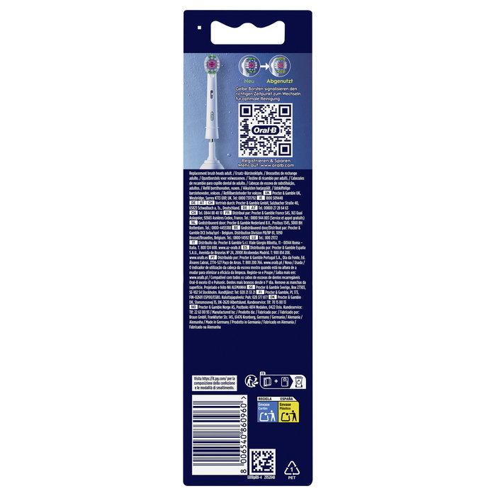 Oral-B Pro 3D White Cabezales de Repuesto, 4 unidades, Blanco