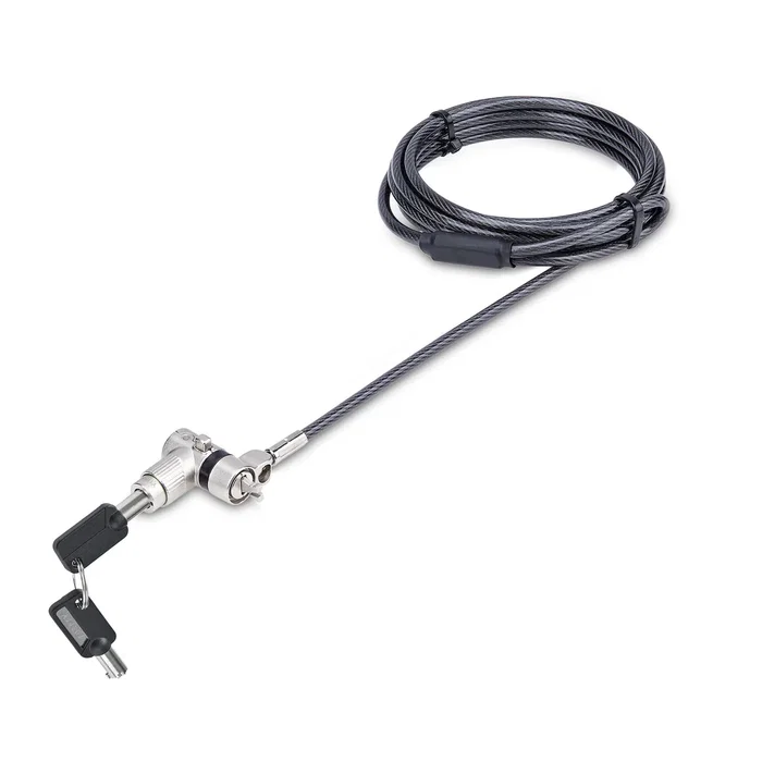 StarTech.com Cable Antirrobo UNIVK-LAPTOP-LOCK para Portátil - Candado 3 en 1 Compatible con Noble Wedge/K-Slot/Nano, Cable de Acero 2m, Resistencia 98kg, Color Negro/Plata