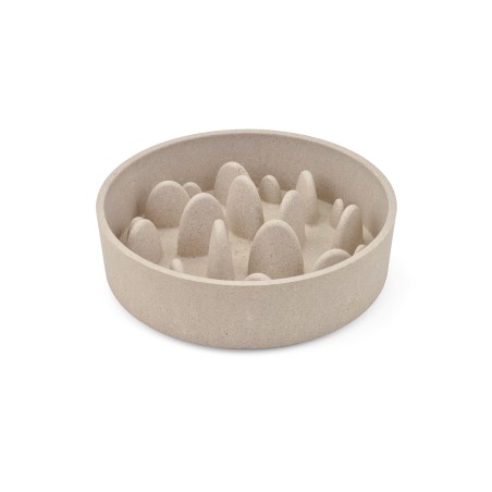 Nayeco Comedero Slow para Perro de Bambú 50% Natural - Antideslizante, 1430 mL, Color Beige - Para Raza Mediana/Grande