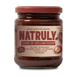 Natruly Crema de Cacao y Avellanas 285g Sin Azúcares Sin Gluten Natural
