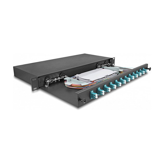 DeLOCK Caja de empalme de fibra óptica 12 x LC Duplex OM3 1HE