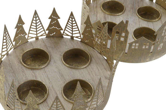 DKD Home Decor Portavelas Navidad Moderna Dorado Natural 16.5 x 8.5 x 16.5 cm (2 Unidades) DKD Home Decor Portavelas Navidad Moderna Dorado Natural 16.5 x 8.5 x 16.5 cm (2 Unidades)