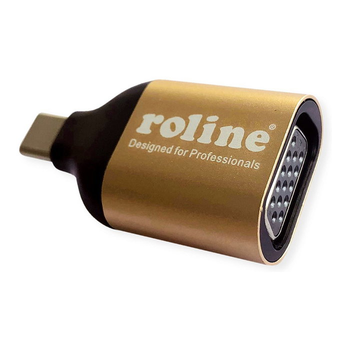 ROLINE 12.03.3233 Adaptador USB Tipo C a VGA (HD 1080p) de Aluminio Color Oro - 3.2 Gen 1 ROLINE 12.03.3233 Adaptador USB Tipo C a VGA (HD 1080p) de Aluminio Color Oro - 3.2 Gen 1