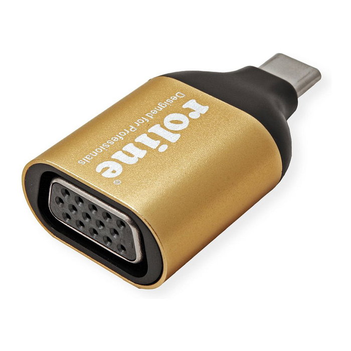 ROLINE 12.03.3233 Adaptador USB Tipo C a VGA (HD 1080p) de Aluminio Color Oro - 3.2 Gen 1 ROLINE 12.03.3233 Adaptador USB Tipo C a VGA (HD 1080p) de Aluminio Color Oro - 3.2 Gen 1