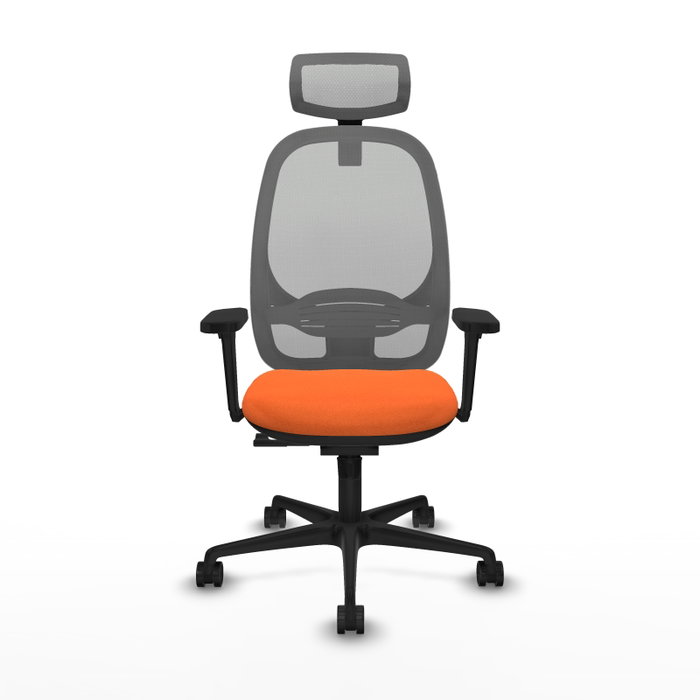 PIQUERAS Y CRESPO Silla de oficina Cilanco con mecanismo Sincro, Tela Naranja y Malla Gris
