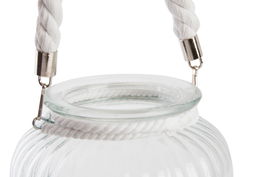 DKD Home Decor Portavelas Blanco Transparente 18 x 21 x 18 cm (6 Unidades)