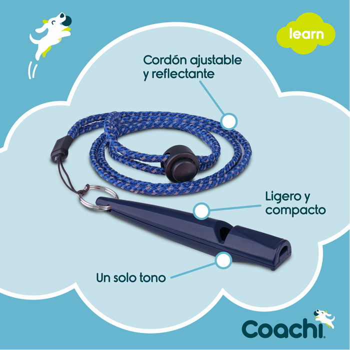 Coachi Silbato de Adiestramiento para Perros, Sonido Distintivo, Correa Reflectante Ajustable, Azul Oscuro