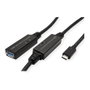 ROLINE Cable Repetidor Activo USB 3.2 Gen 1 Tipo A a C, 10 m, Negro