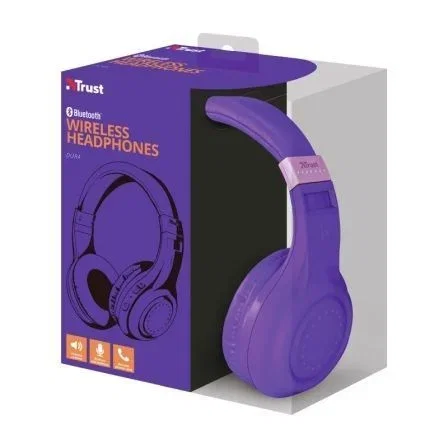AURICULARES INALÁMBRICOS TRUST DURA NEÓN PURPLE - BLUETOOTH - GRAN CALIDAD SONIDO - FUNCIÓN MANOS LIBRES - PUEDEN USARSE CON CABLE JACK 3.5MM