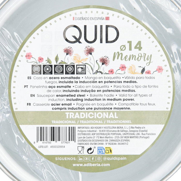 Cazo Esmalte Acero Memory Quid 14 cm - 100 cL (12 Unidades)