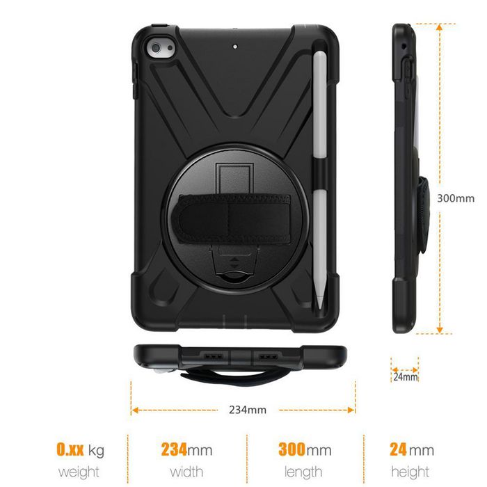 eSTUFF Funda Austin Defender para iPad Mini 5/4 Negra Antigolpes con Soporte y Correa