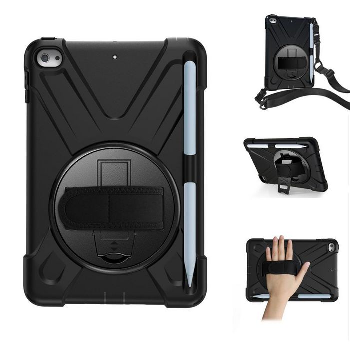 eSTUFF Funda Austin Defender para iPad Mini 5/4 Negra Antigolpes con Soporte y Correa