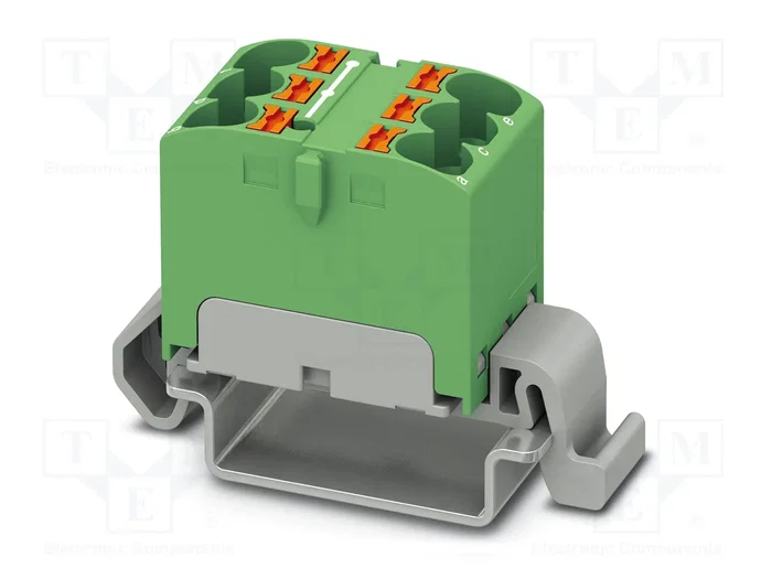 PHOENIX CONTACT PTFIX 6X4-NS35A GN Conector de carril 32A 800V PHOENIX CONTACT PTFIX 6X4-NS35A GN Conector de carril 32A 800V