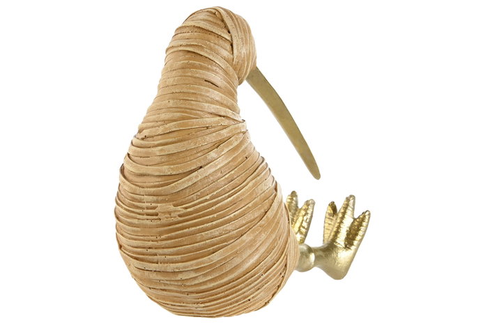 DKD Home Decor Figura de Resina y Ratán Kiwi