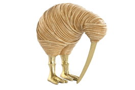 DKD Home Decor Figura de Resina y Ratán Kiwi