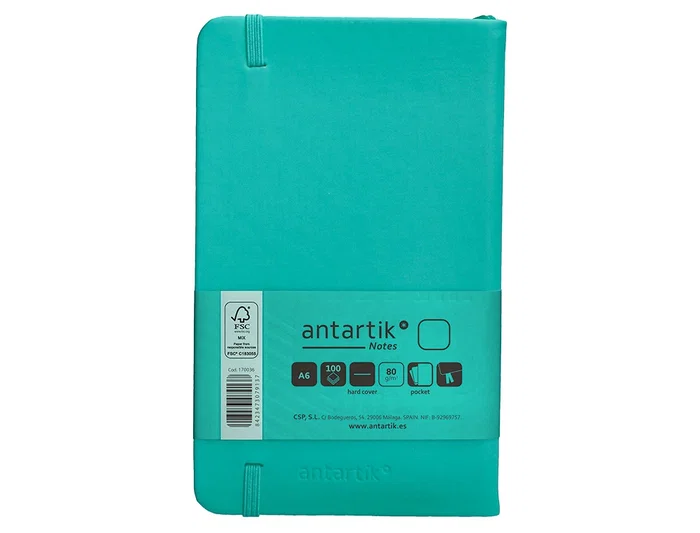 Antartik Cuaderno A6 Tapa Dura Hojas Lisas Turquesa 100 Hojas 80gr Fsc Colección Antartik Notes
