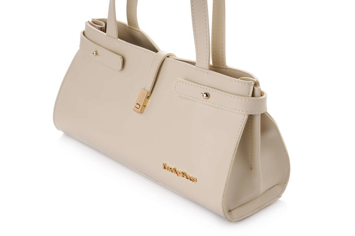 Lucky Bees Bolso de Hombro Crema Cuero de Polivinilo 30x11x15 cm