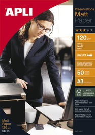 Apli Papel Fotográfico A3 120 gr Inkjet Paquete 50H Blanco Mate