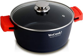 WECOOK Cazuela Alta 16 cm con Tapa de Cristal Ecostone