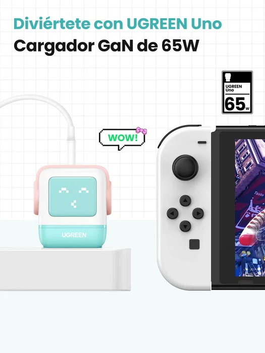 Ugreen Uno RG 65W Cargador GaN con 3 Puertos y Pantalla LED - Azul Ugreen Uno RG 65W Cargador GaN con 3 Puertos y Pantalla LED - Azul
