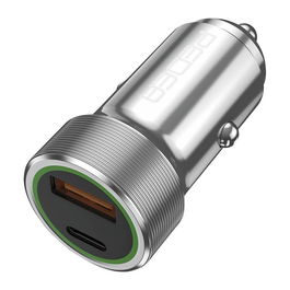 PEDEA 60040110 Cargador de Coche 20W USB-C PD (12V/24V) - Cargador Rápido con Puerto USB-C y USB-A Plata