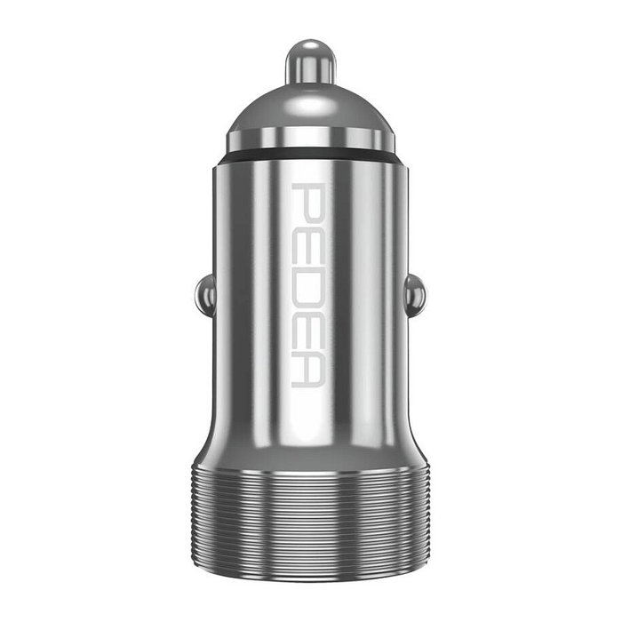 PEDEA 60040110 Cargador de Coche 20W USB-C PD (12V/24V) - Cargador Rápido con Puerto USB-C y USB-A Plata