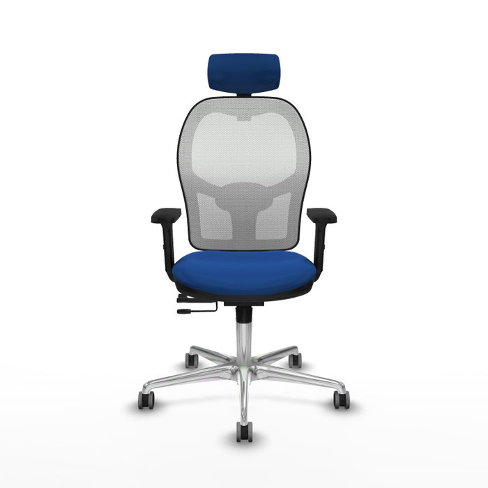 PIQUERAS Y CRESPO Silla de oficina Jorquera con mecanismo Sincro/Traslack, Azul y Blanco