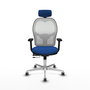 PIQUERAS Y CRESPO Silla de oficina Jorquera con mecanismo Sincro/Traslack, Azul y Blanco