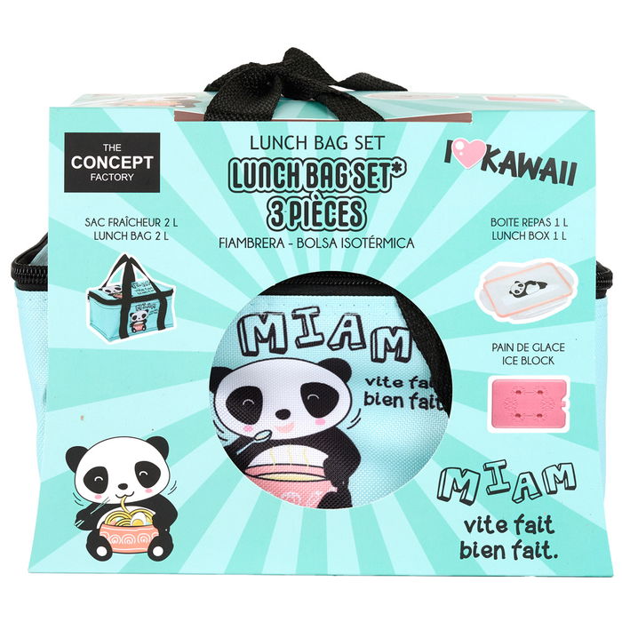 The Concept Factory Bolsa Térmica Hielo Fiambrera Kawaii 2L con Bloque Refrigerante y Contenedor Hermético 1L