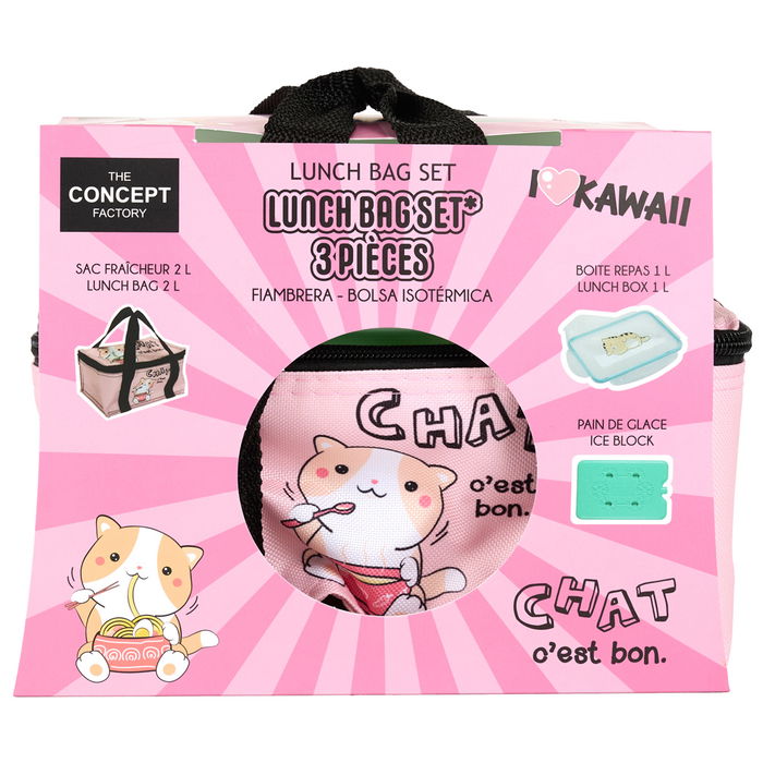 The Concept Factory Bolsa Térmica Hielo Fiambrera Kawaii 2L con Bloque Refrigerante y Contenedor Hermético 1L