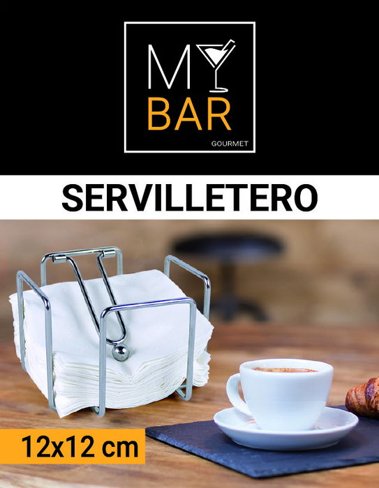My Bar Servilletero Cromado 12 x 12 cm para Coctelería (12 Unidades)