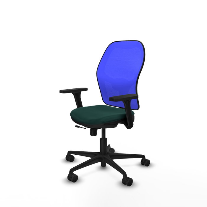 PIQUERAS Y CRESPO Silla de oficina Jorquera con mecanismo Sincro/Traslack, Verde botella y Azul