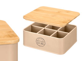 Kinvara Caja 6 Huecos con Tapa de Bambú Tea Beige