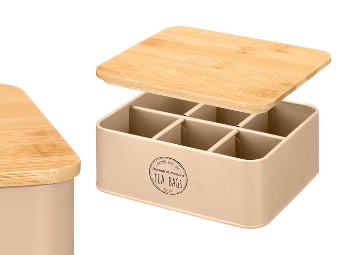 Kinvara Caja 6 Huecos con Tapa de Bambú Tea Beige Kinvara Caja 6 Huecos con Tapa de Bambú Tea Beige