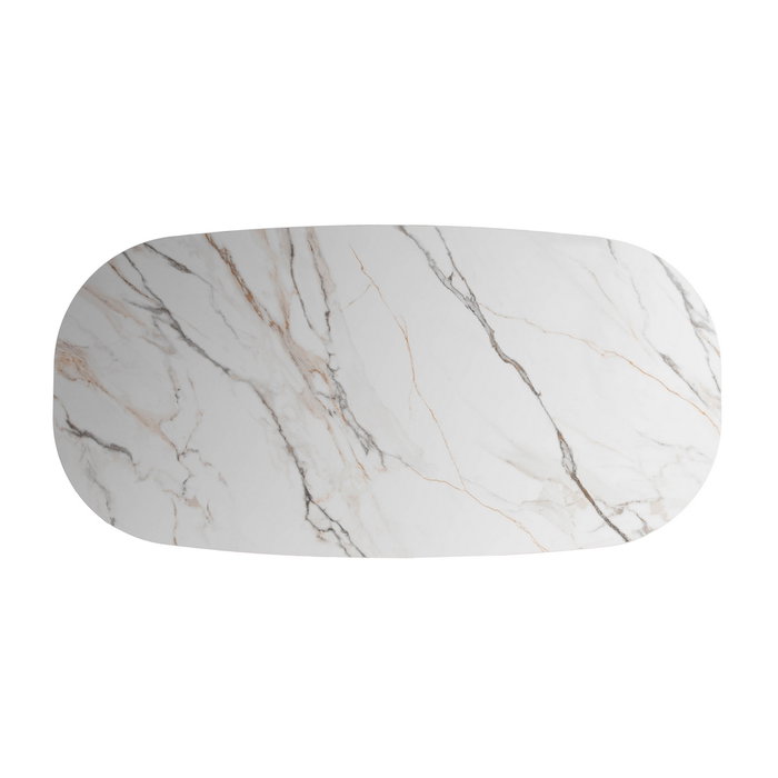 Mesa Comedor Blanco-Marrón Dm-Cerámica 180 X 90 X 75 cm