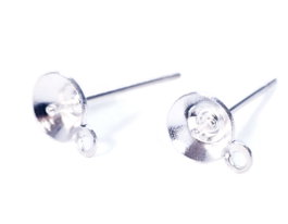 Innspiro Pendiente metálico para incrustar cono aguja anilla plateado 5,0x13,5mm