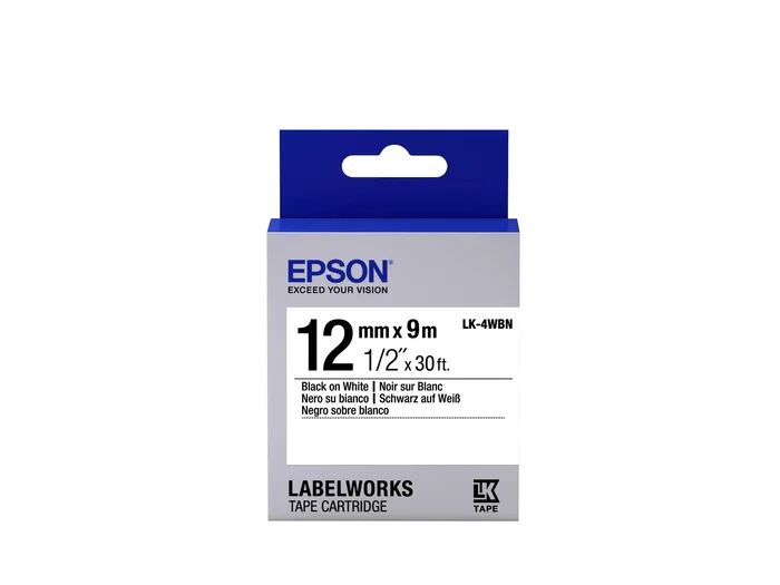 Epson LK-4WBN Cinta mecanográfica Negro sobre blanco 12 mm x 9 m Epson LK-4WBN Cinta mecanográfica Negro sobre blanco 12 mm x 9 m