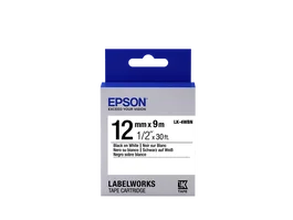 Epson LK-4WBN Cinta Mecanográfica Negro sobre Blanco, 12 mm x 9 m