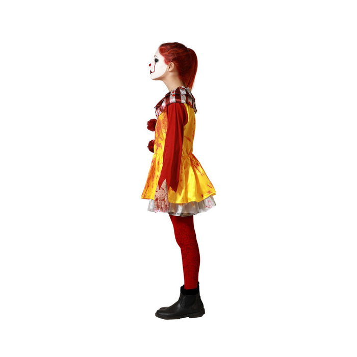 Disfraz Payasa Infantil Amarillo con Vestido y Pompones Rojos 3-4 Años Disfraz Payasa Infantil Amarillo con Vestido y Pompones Rojos 3-4 Años