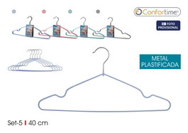 Inde Set 5 Perchas Metal Plastificado 40 cm (18 Unidades)
