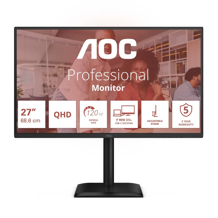 AOC Q27E4CV Monitor QHD de 27 pulgadas con USB-C de 90W y 120 Hz AOC Q27E4CV Monitor QHD de 27 pulgadas con USB-C de 90W y 120 Hz