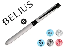Belius Boligrafo Multifuncion 3 en 1 Zurich Cuerpo Plateado Tinta Negra y Roja Portaminas 0.5 mm en Estuche