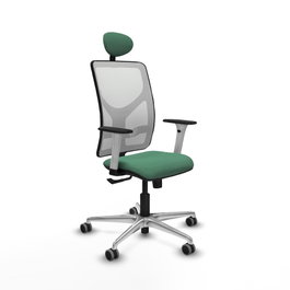 PIQUERAS Y CRESPO Silla de oficina Motilla con mecanismo Sincro, Verde esmeralda y Blanco