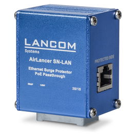 LANCOM AirLancer SN-LAN Protección contra Sobretensiones para Exteriores 1000 Mbit/s Gigabit Ethernet IEEE 802.3af/at/ab/u Azul