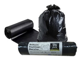 Bolsas de basura de 50 L negras con autocierre, paquete de 10 unidades