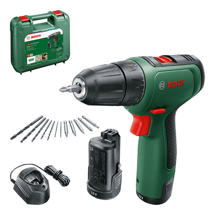 Bosch EasyDrill 1200 Taladro de Pistola Inalámbrico 12V 2 Baterías 1.5Ah Cargador Bosch EasyDrill 1200 Taladro de Pistola Inalámbrico 12V 2 Baterías 1.5Ah Cargador