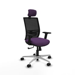 PIQUERAS Y CRESPO Silla de oficina Yunquera con mecanismo Sincro, Morado y Negro